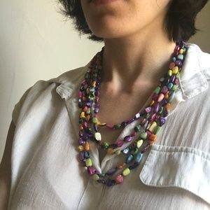 5 Strand Multi-Colored Stone Beaded Necklace